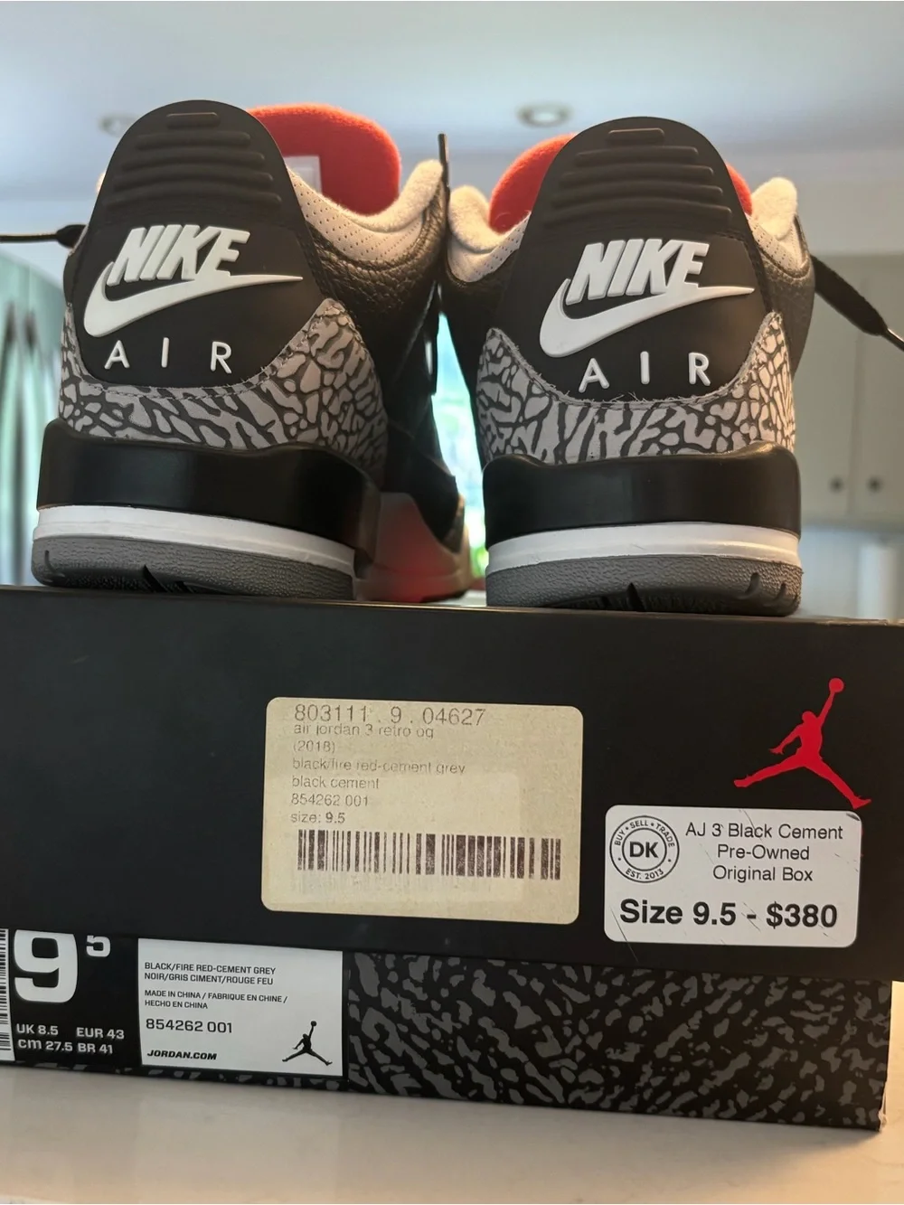Men’s Air Jordan 3 Retro Black Cement Sneakers - Pre-Owned w/ OG Box